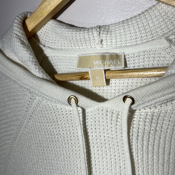 Michael Kors Ivory Rib Knit Women’s Sweater Hoodie, size Medium - Picture 4 of 6